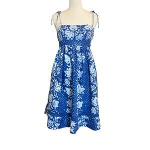 Gap Tie Strap Sundress Blue White Floral Cotton Size 6